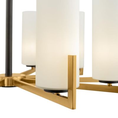 FORTANO PLAFONIERA A 10 LUCI METALLO FINITURA OTTONE CON DIFFUSORI A CILINDRO IN VETRO BIANCO D86 CM