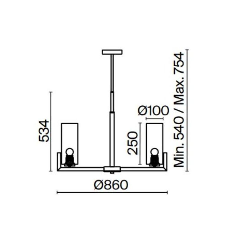 FORTANO PLAFONIERA A 10 LUCI METALLO FINITURA OTTONE CON DIFFUSORI A CILINDRO IN VETRO BIANCO D86 CM