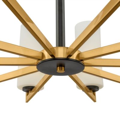 FORTANO PLAFONIERA A 10 LUCI METALLO FINITURA OTTONE CON DIFFUSORI A CILINDRO IN VETRO BIANCO D86 CM