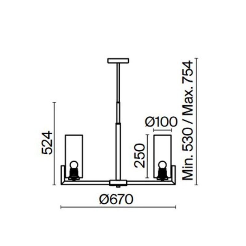 FORTANO PLAFONIERA A 6 LUCI METALLO FINITURA OTTONE CON DIFFUSORI A CILINDRO IN VETRO BIANCO D67 CM