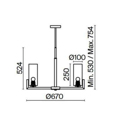FORTANO PLAFONIERA A 6 LUCI METALLO FINITURA OTTONE CON DIFFUSORI A CILINDRO IN VETRO BIANCO D67 CM