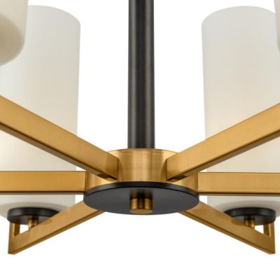 FORTANO PLAFONIERA A 6 LUCI METALLO FINITURA OTTONE CON DIFFUSORI A CILINDRO IN VETRO BIANCO D67 CM