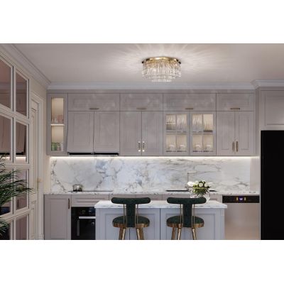 DUNE PLAFONIERA D45 CM IN CRISTALLO E METALLO CROMO O ORO IN STILE CLASSICO LAMPADINE 6XE14