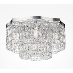 DUNE PLAFONIERA D45 CM IN CRISTALLO E METALLO CROMO O ORO IN STILE CLASSICO LAMPADINE 6XE14