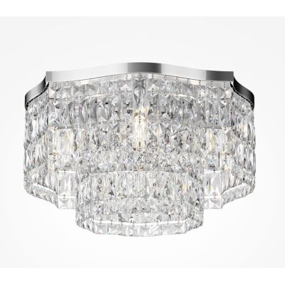 DUNE PLAFONIERA D45 CM IN CRISTALLO E METALLO CROMO O ORO IN STILE CLASSICO LAMPADINE 6XE14