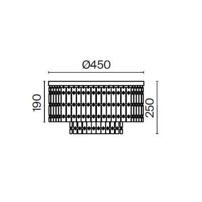 DUNE PLAFONIERA D45 CM IN CRISTALLO E METALLO CROMO O ORO IN STILE CLASSICO LAMPADINE 6XE14