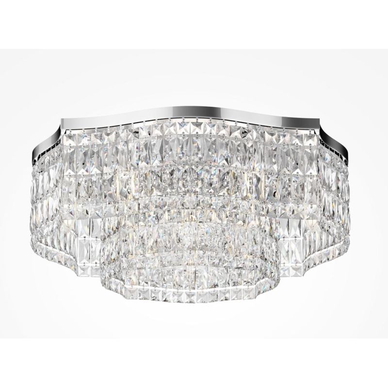 DUNE PLAFONIERA D60 CM IN CRISTALLO E METALLO CROMO IN STILE CLASSICO LAMPADINE 10XE14