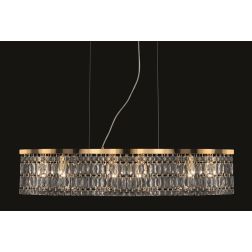 DUNE SOSPENSIONE ELEGANTE IN CRISTALLO E METALLO ORO STILE CLASSICO LAMPADINE 6XE14