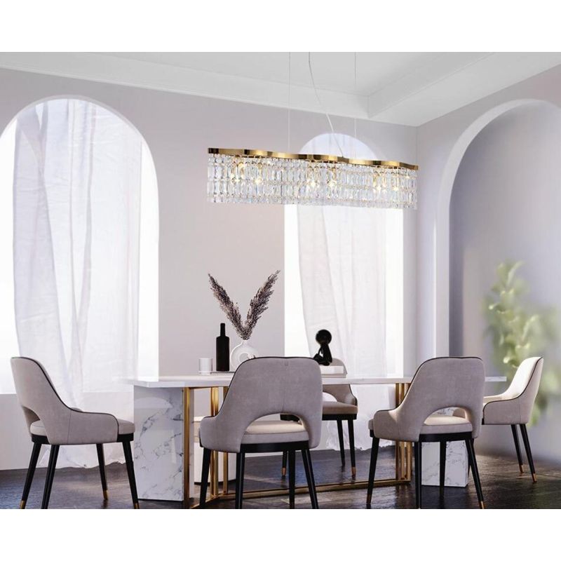 DUNE SOSPENSIONE ELEGANTE IN CRISTALLO E METALLO ORO STILE CLASSICO LAMPADINE 6XE14