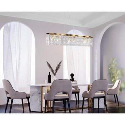 DUNE SOSPENSIONE ELEGANTE IN CRISTALLO E METALLO ORO STILE CLASSICO LAMPADINE 6XE14