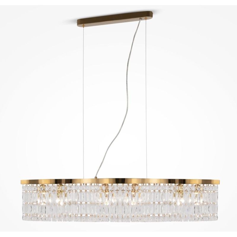DUNE SOSPENSIONE ELEGANTE IN CRISTALLO E METALLO ORO STILE CLASSICO LAMPADINE 6XE14