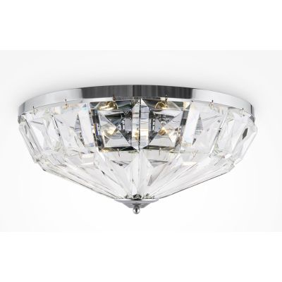 FACET PLAFONIERA D48 CM ORO O CROMO CON DIFFUSORE IN CRISTALLO STILE CLASSICO LAMPADINE 6XE14