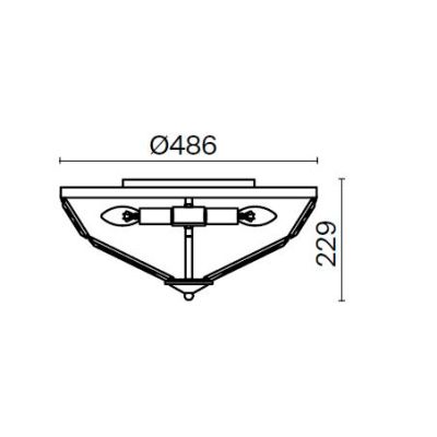 FACET PLAFONIERA D48 CM ORO O CROMO CON DIFFUSORE IN CRISTALLO STILE CLASSICO LAMPADINE 6XE14