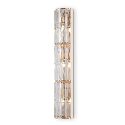 FACET LAMPADA DA PARETE IN CRISTALLO H75 CM METALLO ORO O CROMO CLASSICA LAMPADINE 3XE14