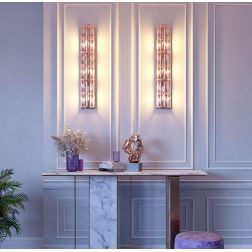 FACET LAMPADA DA PARETE IN CRISTALLO H75 CM METALLO ORO O CROMO CLASSICA LAMPADINE 3XE14