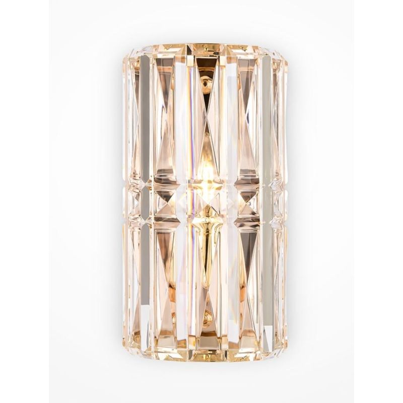 FACET APPLIQUE IN CRISTALLO H25 CM CON METALLO ORO O CROMO CLASSICA LAMPADINA ATTACCO E14