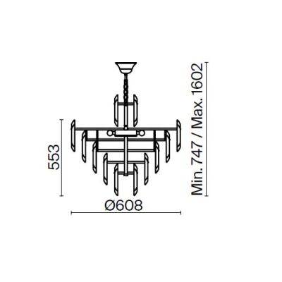 FLARE LAMPADARIO 8 LUCI IN CRISTALLO D60 CM STRUTTURA ORO STILE CLASSICO LAMPADINE 8XE14