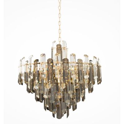 FLARE LAMPADARIO 8 LUCI IN CRISTALLO D60 CM STRUTTURA ORO STILE CLASSICO LAMPADINE 8XE14