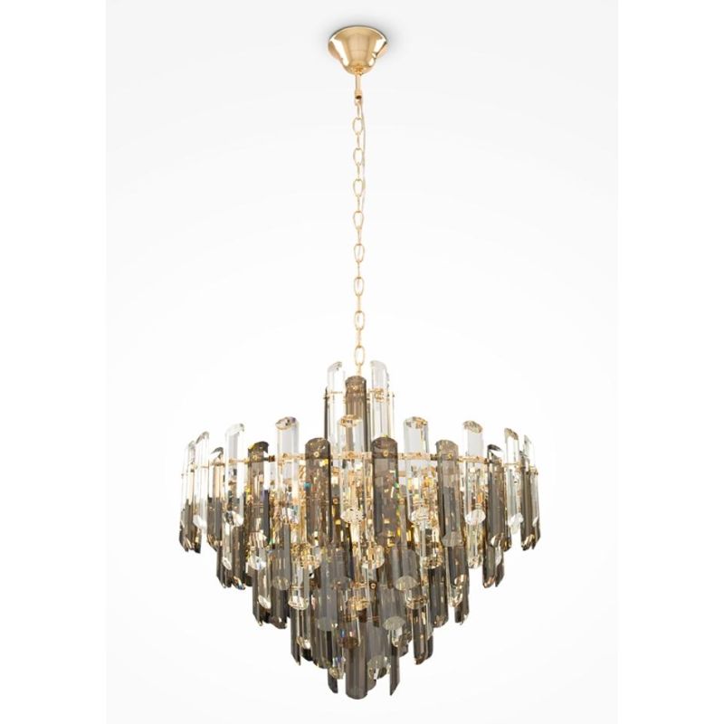 FLARE LAMPADARIO 8 LUCI IN CRISTALLO D60 CM STRUTTURA ORO STILE CLASSICO LAMPADINE 8XE14