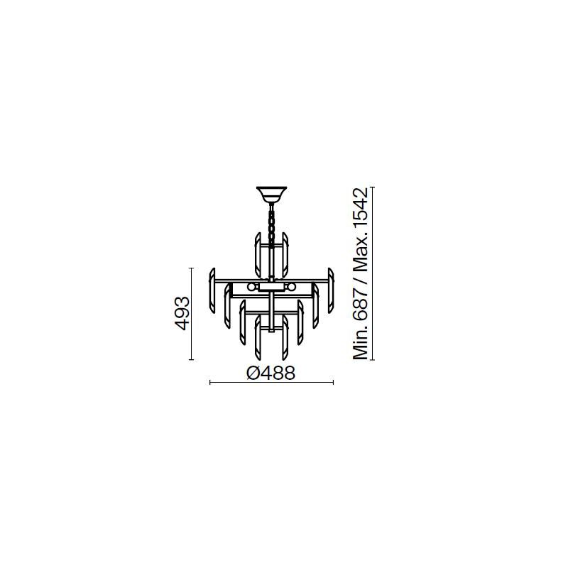 FLARE LAMPADARIO 6 LUCI IN CRISTALLO D48 CM STRUTTURA ORO STILE CLASSICO LAMPADINE 6XE14