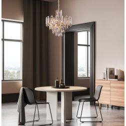 FLARE LAMPADARIO 6 LUCI IN CRISTALLO D48 CM STRUTTURA ORO STILE CLASSICO LAMPADINE 6XE14 2