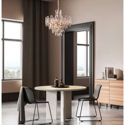 FLARE LAMPADARIO 6 LUCI IN CRISTALLO D48 CM STRUTTURA ORO STILE CLASSICO LAMPADINE 6XE14