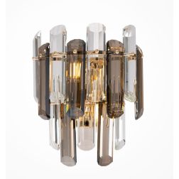 FLARE APPLIQUE ELEGANTE IN CRISTALLO H27 CM STRUTTURA ORO STILE CLASSICO LAMPADINE 2XE14