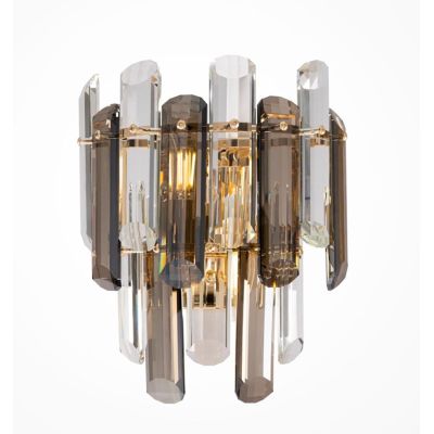 FLARE APPLIQUE ELEGANTE IN CRISTALLO H27 CM STRUTTURA ORO STILE CLASSICO LAMPADINE 2XE14