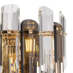 FLARE APPLIQUE ELEGANTE IN CRISTALLO H27 CM STRUTTURA ORO STILE CLASSICO LAMPADINE 2XE14 2