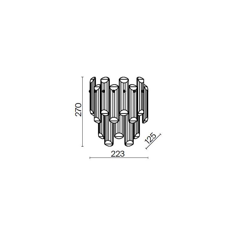 FLARE APPLIQUE ELEGANTE IN CRISTALLO H27 CM STRUTTURA ORO STILE CLASSICO LAMPADINE 2XE14