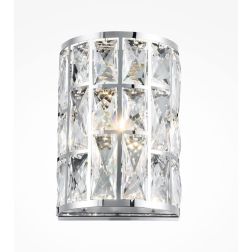 GELID APPLIQUE RAFFINATA IN CRISTALLO H21 CM STRUTTURA CROMO IN STILE CLASSICO LAMPADINA ATTACCO E27