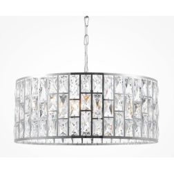 GELID LAMPADARIO RAFFINATO IN CRISTALLO D50 CM CON STRUTTURA CROMO STILE CLASSICO LAMPADINE 4XE27