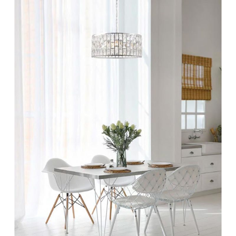 GELID LAMPADARIO RAFFINATO IN CRISTALLO D50 CM CON STRUTTURA CROMO STILE CLASSICO LAMPADINE 4XE27