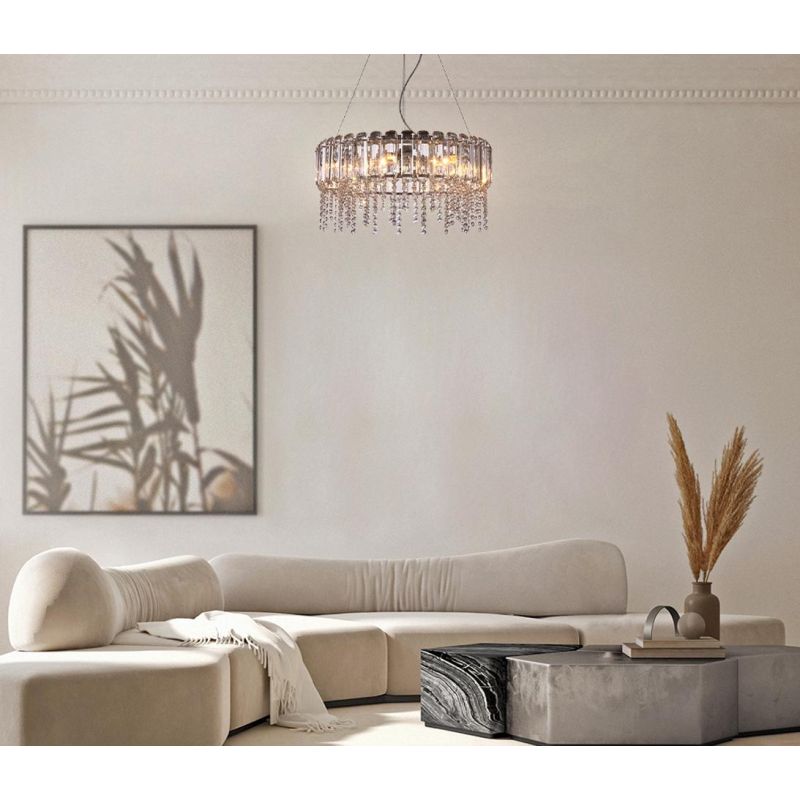 HAIL LAMPADARIO IN CRISTALLO D60 CM CON STRUTTURA CROMO STILE CLASSICO LAMPADINE 8XE14