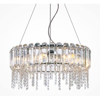 HAIL LAMPADARIO IN CRISTALLO D60 CM CON STRUTTURA CROMO STILE CLASSICO LAMPADINE 8XE14