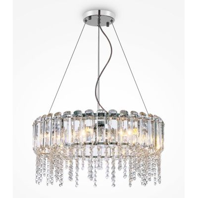 HAIL LAMPADARIO IN CRISTALLO D60 CM CON STRUTTURA CROMO STILE CLASSICO LAMPADINE 8XE14