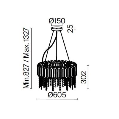 HAIL LAMPADARIO IN CRISTALLO D60 CM CON STRUTTURA CROMO STILE CLASSICO LAMPADINE 8XE14