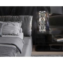 PUNTES LUMETTO ELEGANTE IN CRISTALLO ALTEZZA CM 58 STRUTTURA CROMO O ORO LAMPADINE 2XE14