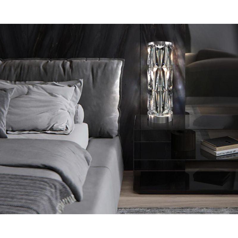 PUNTES LUMETTO ELEGANTE IN CRISTALLO ALTEZZA CM 58 STRUTTURA CROMO O ORO LAMPADINE 2XE14