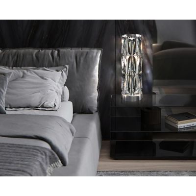 PUNTES LUMETTO ELEGANTE IN CRISTALLO ALTEZZA CM 58 STRUTTURA CROMO O ORO LAMPADINE 2XE14