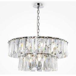 PUNTES LAMPADARIO 12 LUCI D68 CM IN CRISTALLO CON STRUTTURA CROMO O ORO LAMPADINE 12XE14 ELEGANTE 2