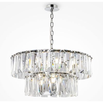 PUNTES LAMPADARIO 12 LUCI D68 CM IN CRISTALLO CON STRUTTURA CROMO O ORO LAMPADINE 12XE14 ELEGANTE