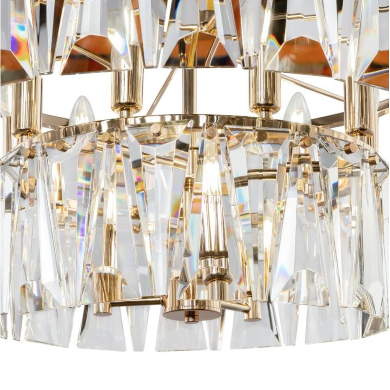 PUNTES LAMPADARIO 12 LUCI D68 CM IN CRISTALLO CON STRUTTURA CROMO O ORO LAMPADINE 12XE14 ELEGANTE