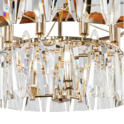 PUNTES LAMPADARIO 12 LUCI D68 CM IN CRISTALLO CON STRUTTURA CROMO O ORO LAMPADINE 12XE14 ELEGANTE