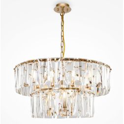 PUNTES LAMPADARIO 12 LUCI D68 CM IN CRISTALLO CON STRUTTURA CROMO O ORO LAMPADINE 12XE14 ELEGANTE