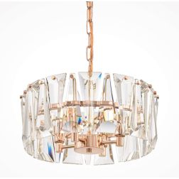 PUNTES LAMPADARIO 4 LUCI D38 CM IN CRISTALLO CON STRUTTURA ORO LAMPADINE 4XE14 ELEGANTE