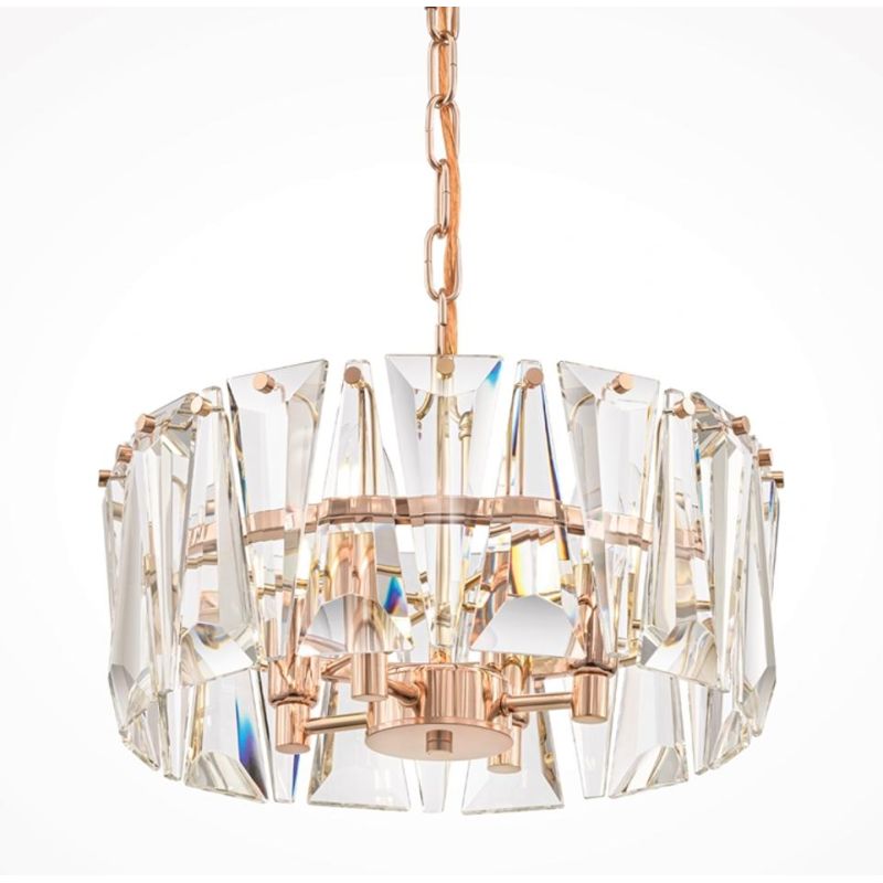 PUNTES LAMPADARIO 4 LUCI D38 CM IN CRISTALLO CON STRUTTURA ORO LAMPADINE 4XE14 ELEGANTE