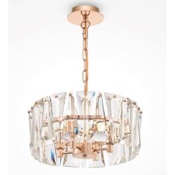 PUNTES LAMPADARIO 4 LUCI D38 CM IN CRISTALLO CON STRUTTURA ORO LAMPADINE 4XE14 ELEGANTE 2