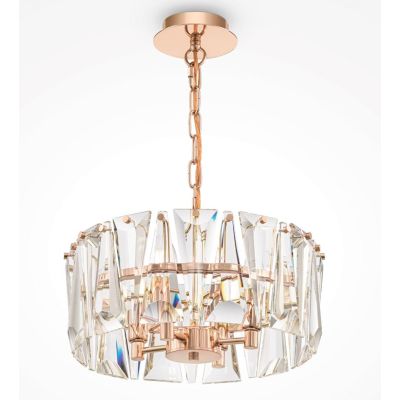 PUNTES LAMPADARIO 4 LUCI D38 CM IN CRISTALLO CON STRUTTURA ORO LAMPADINE 4XE14 ELEGANTE