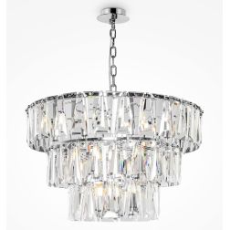 PUNTES LAMPADARIO 18 LUCI D77 CM IN CRISTALLO CON STRUTTURA ORO O CROMO LAMPADINE 18XE14 ELEGANTE 2